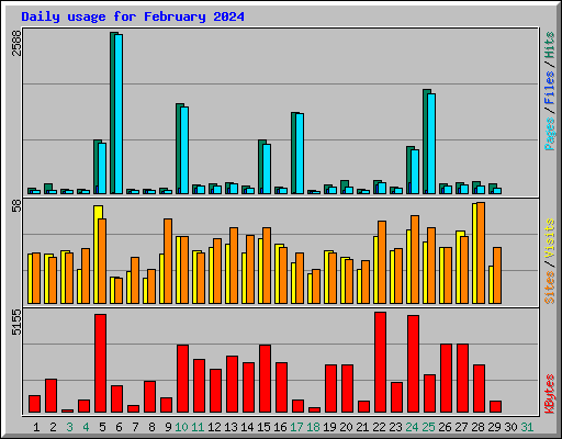 Daily usage for February 2024