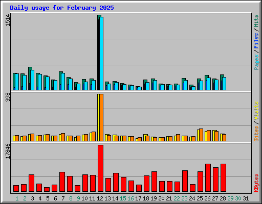 Daily usage for February 2025