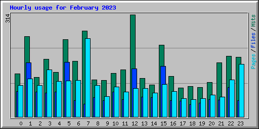 Hourly usage for February 2023